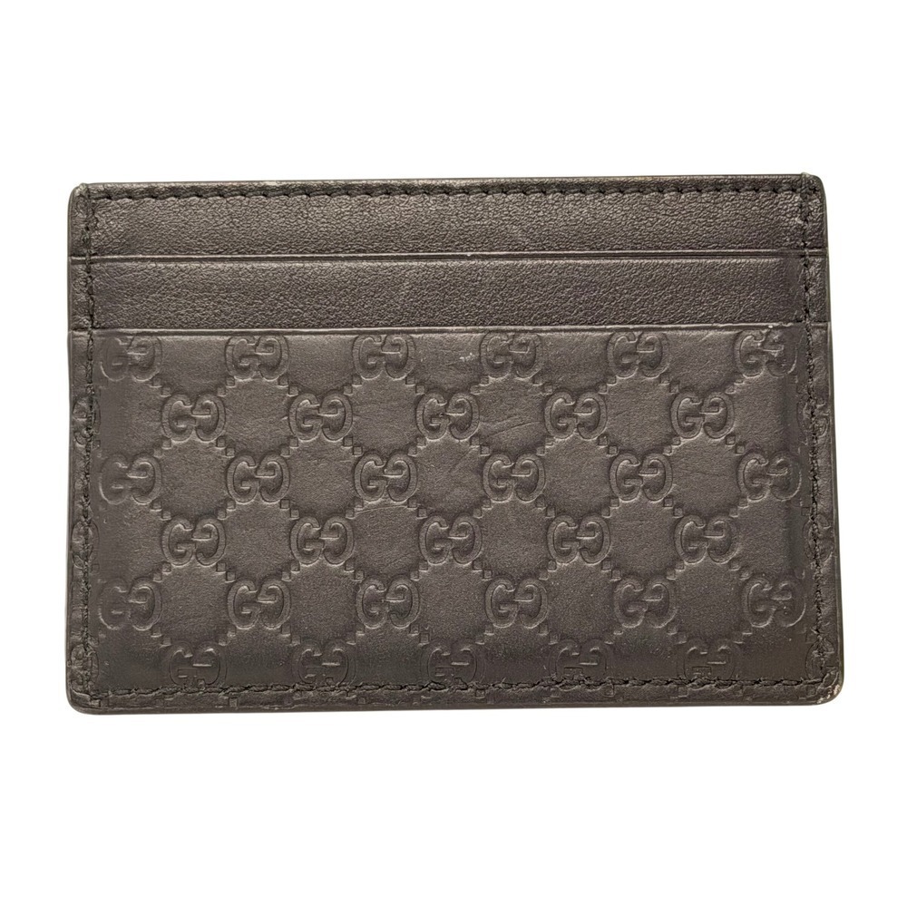 Gucci Micro GG Guccissima Black Leather Card Holder Wallet Mens Auth Box - Picture 2 of 16